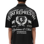 חולצה מכופתרת שחורה Represent Crest