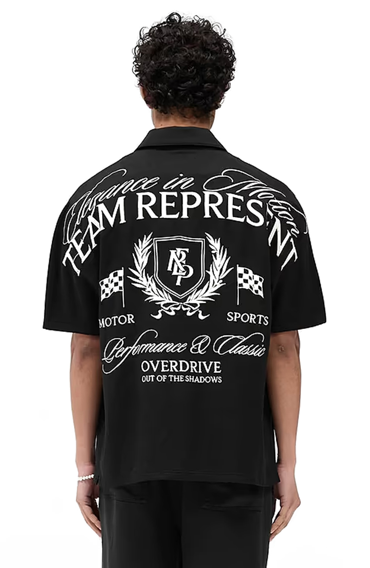 חולצה מכופתרת שחורה Represent Crest