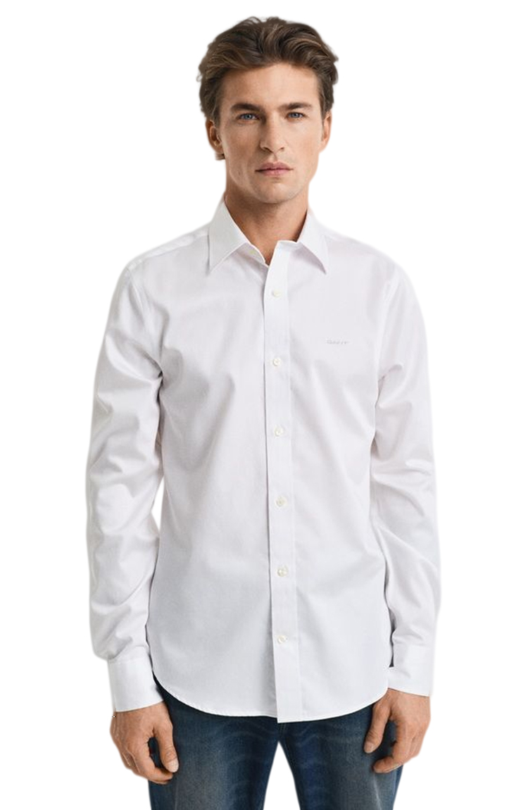 חולצה מכופתרת לבנה Slim Sateen