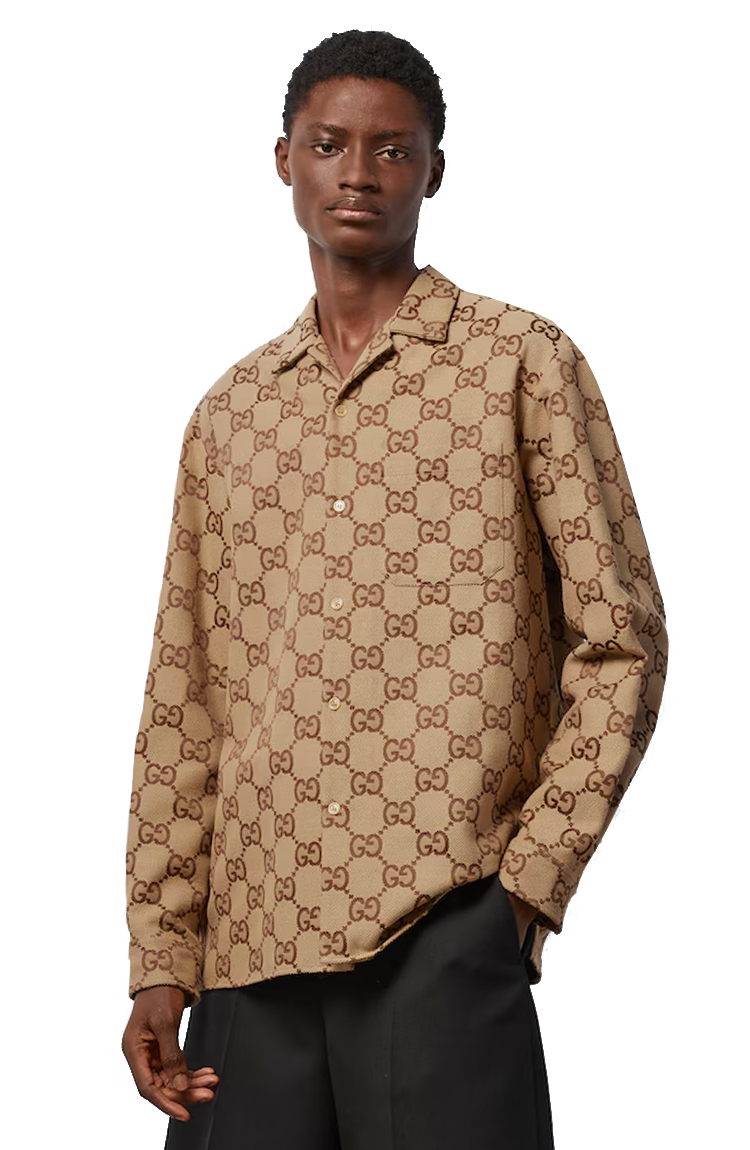 חולצת מכופתרת בז' Maxi GG Canvas Shirt