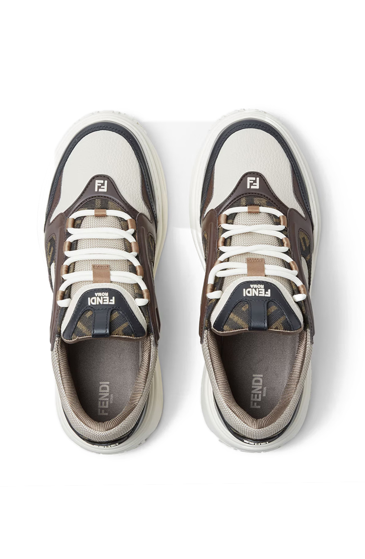 סניקרס עור חום/לבן Fendi Force Trainers