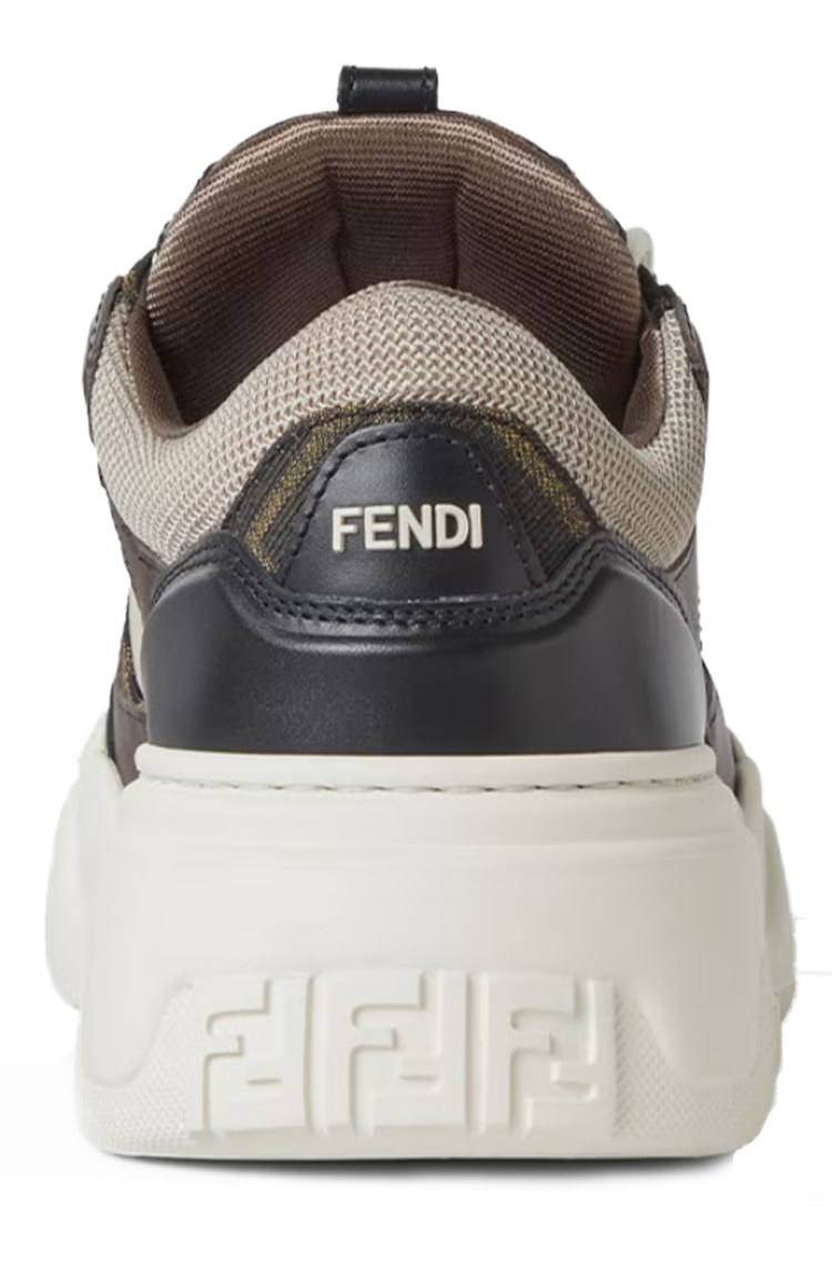 סניקרס עור חום/לבן Fendi Force Trainers