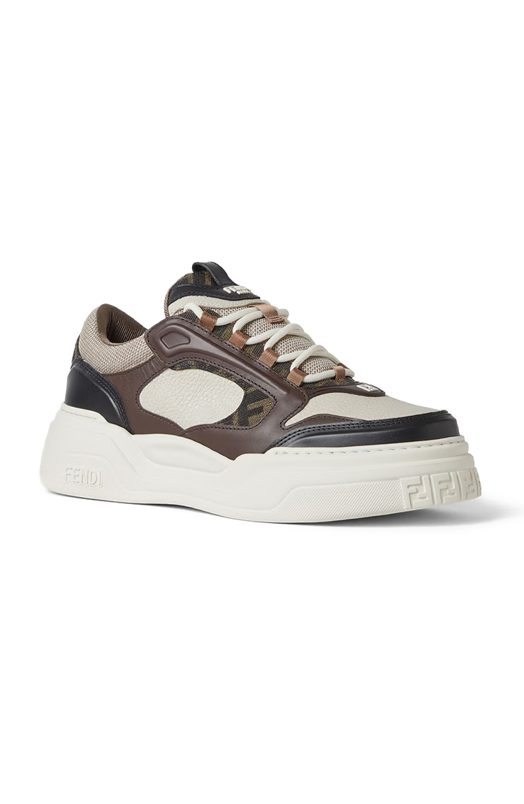 סניקרס עור חום/לבן Fendi Force Trainers