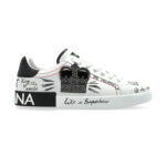 סניקרס עור לבן/שחור Graphic Printed Low-Top