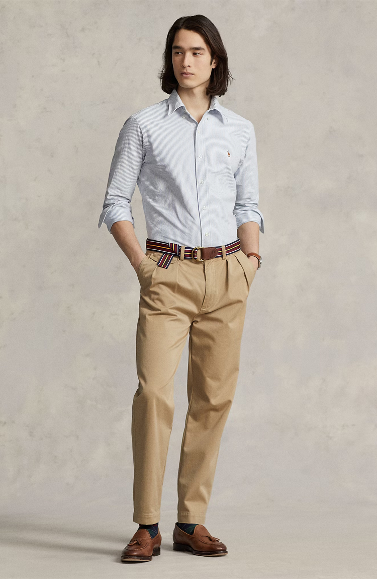 חולצת פסים מכופתרת Custom Fit Oxford