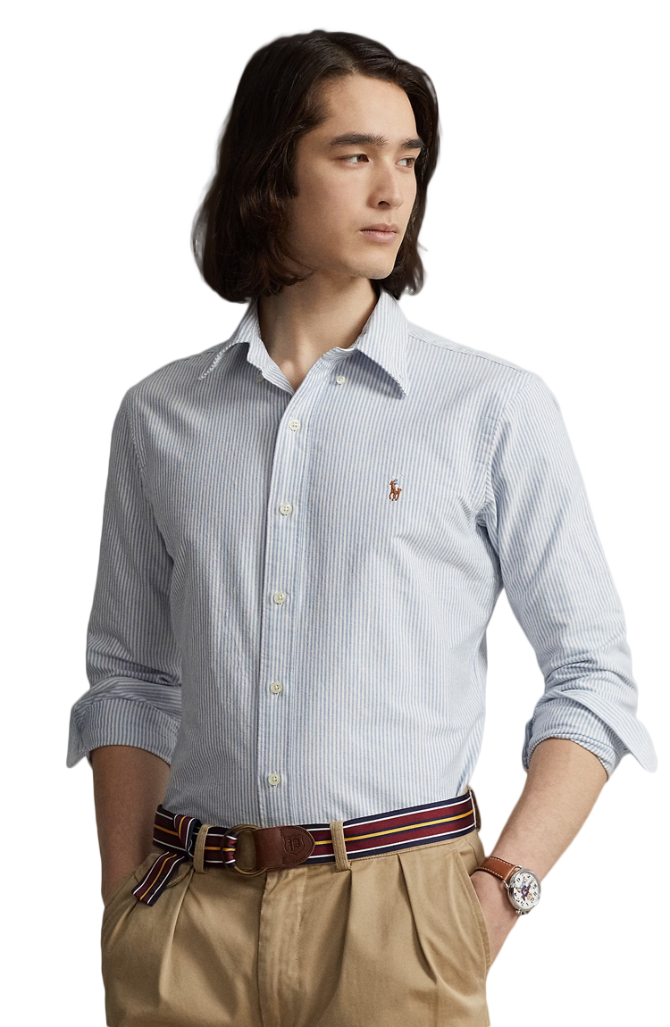 חולצת פסים מכופתרת Custom Fit Oxford