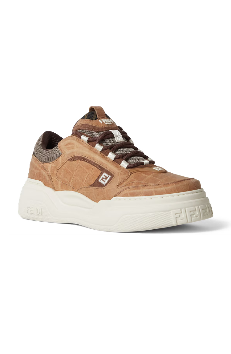 סניקרס עור בז' Fendi Force Trainers
