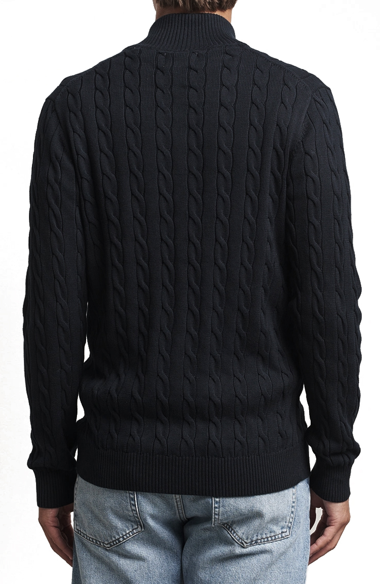 קרדיגן שחור Cotton Cable Zipped