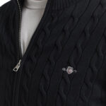 קרדיגן שחור Cotton Cable Zipped