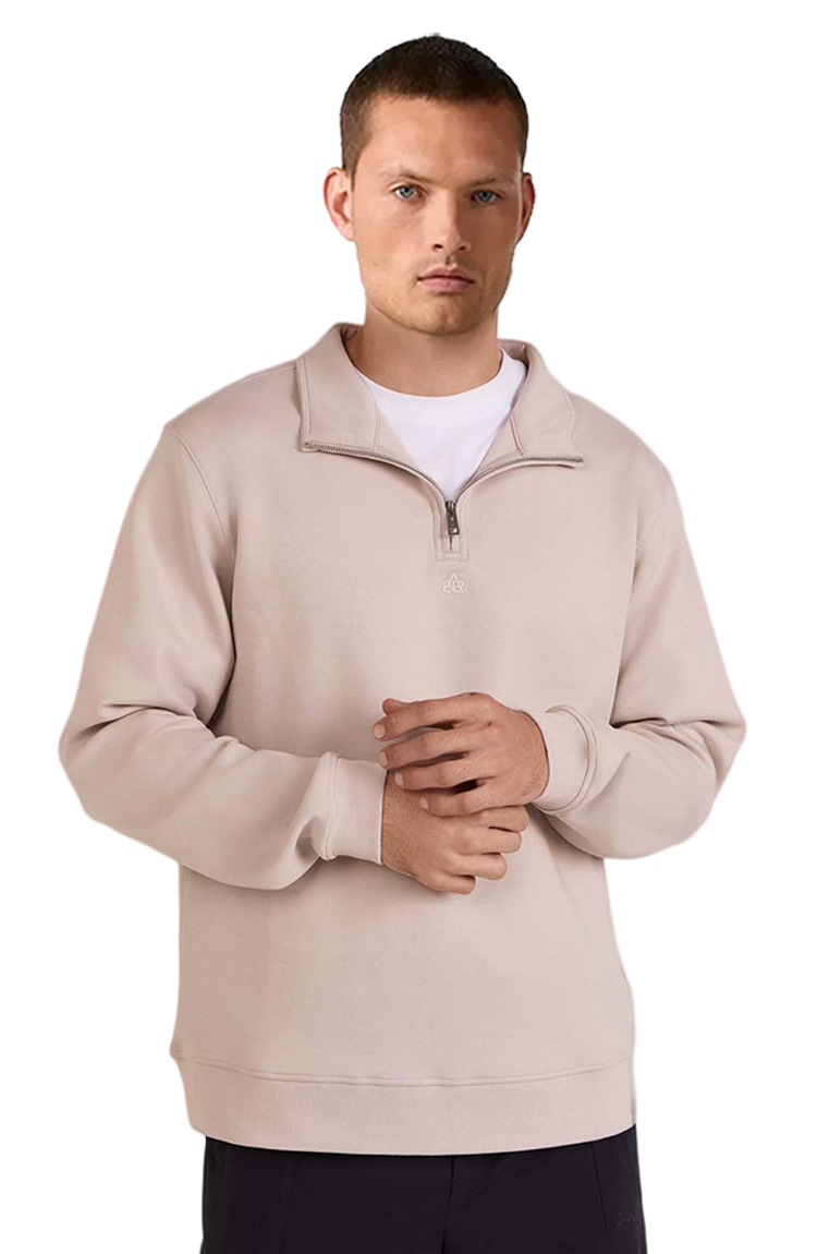 סווטשירט בז' HALF ZIP COLLAR TOP