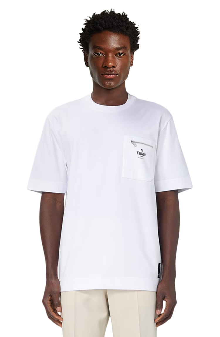 טי שירט לבנה FENDI ZIP