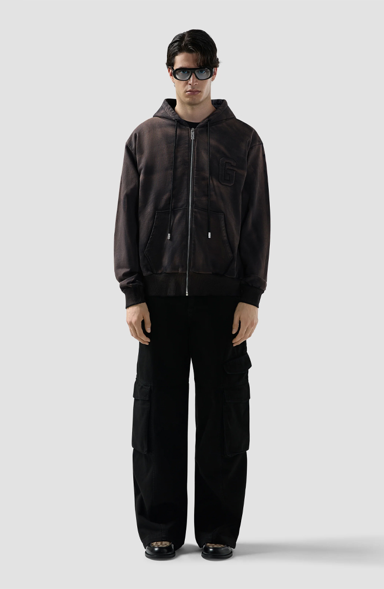 קפוצ’ון שחור Faded Zip Up Hoodie