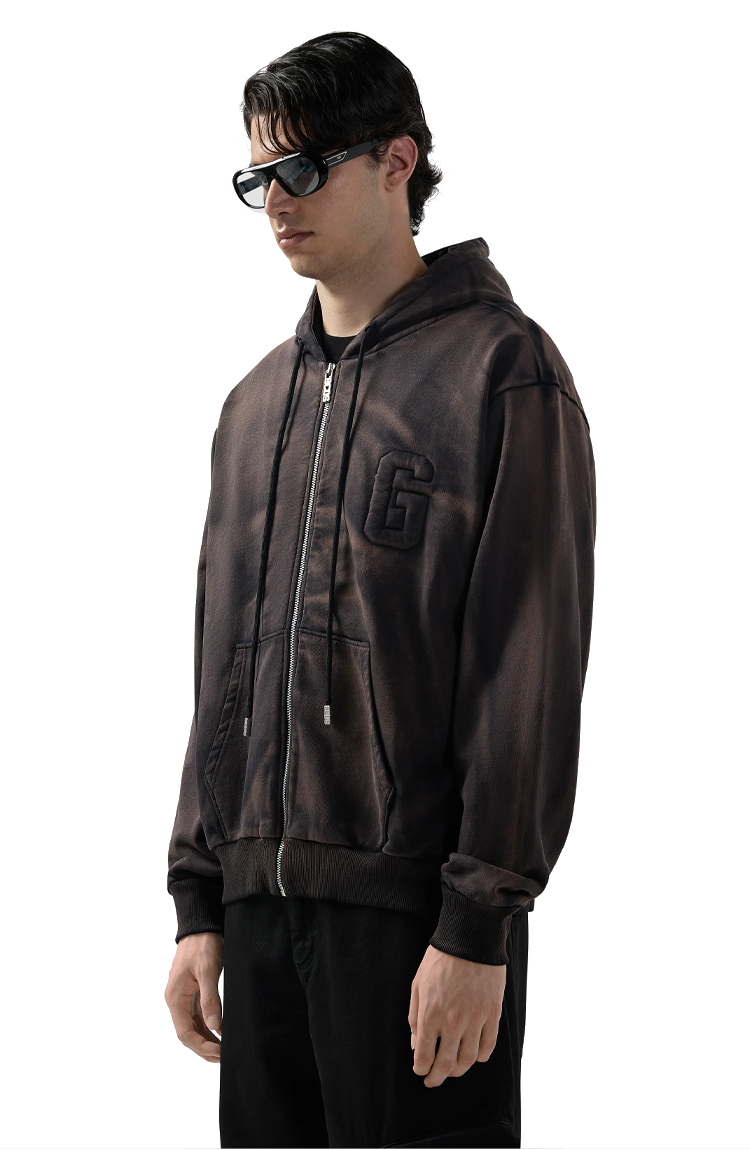 קפוצ’ון שחור Faded Zip Up Hoodie