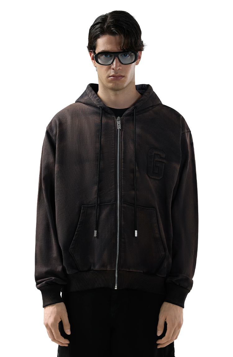 קפוצ'ון שחור Faded Zip Up Hoodie