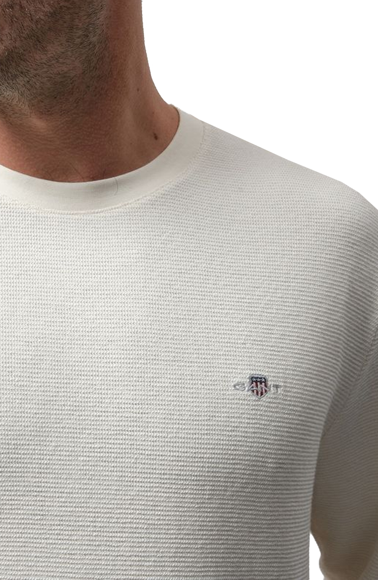 טי שירט ארוכה לבנה Texture Cuff