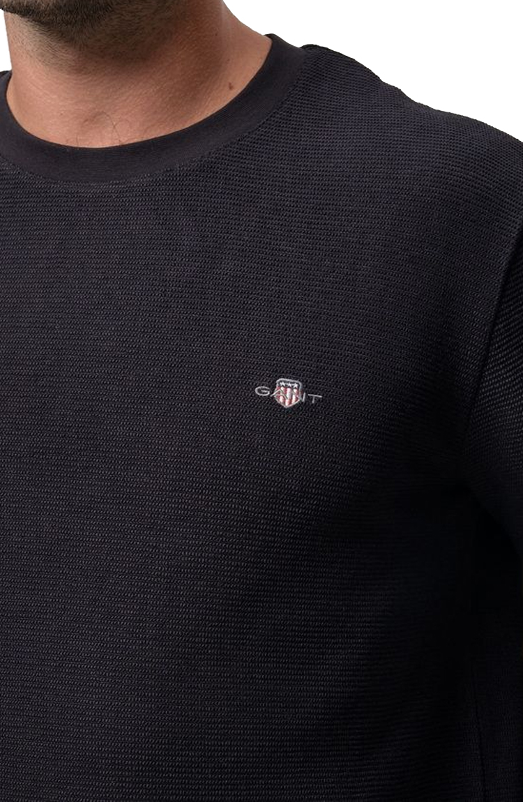 טי שירט ארוכה שחורה Texture Cuff