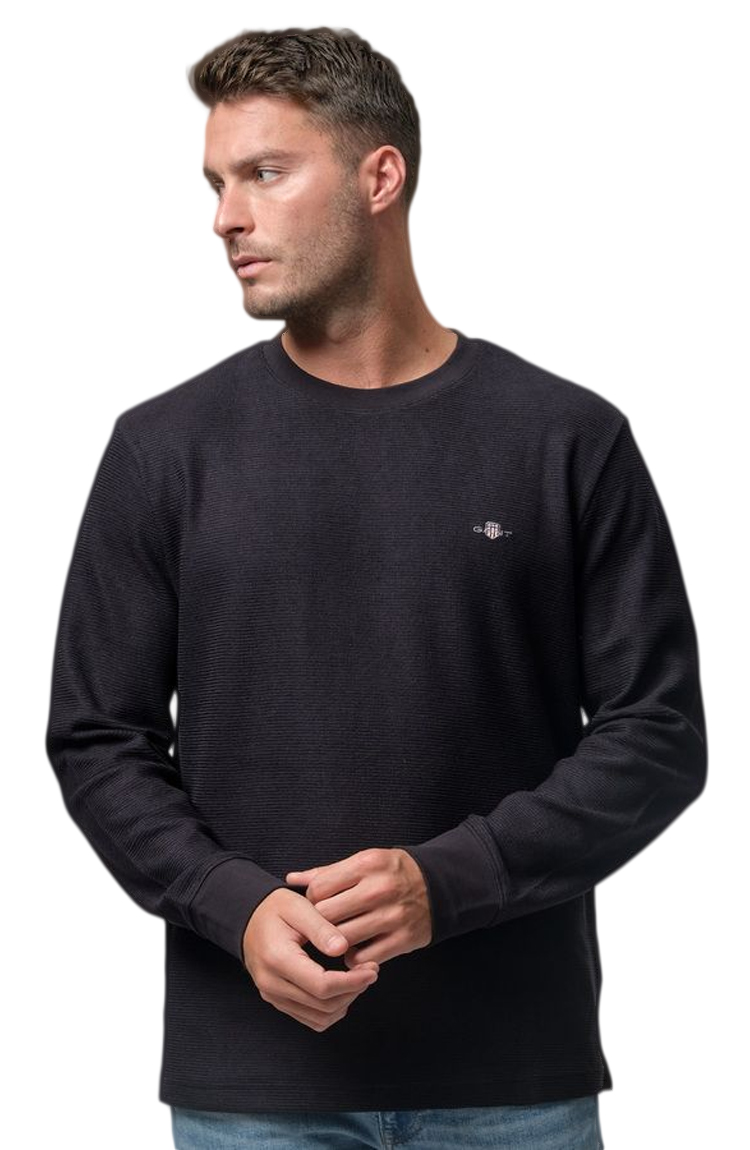 טי שירט ארוכה שחורה Texture Cuff
