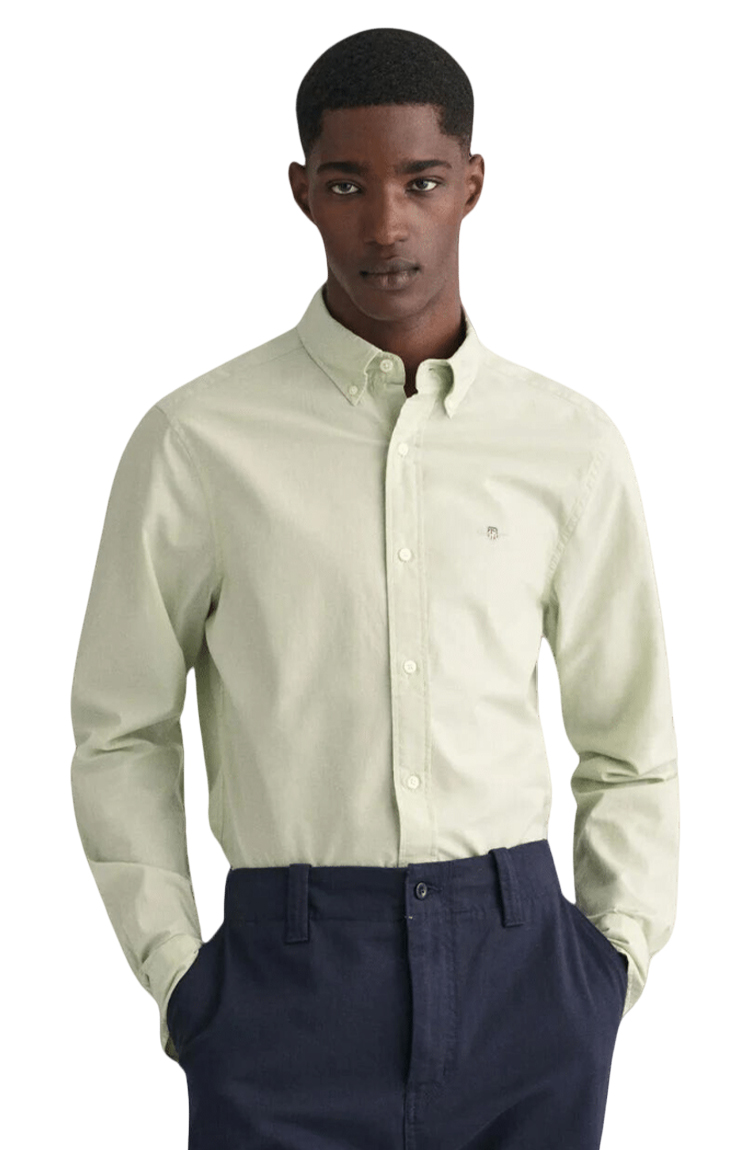 חולצה מכופתרת ירוקה Slim Fit Poplin