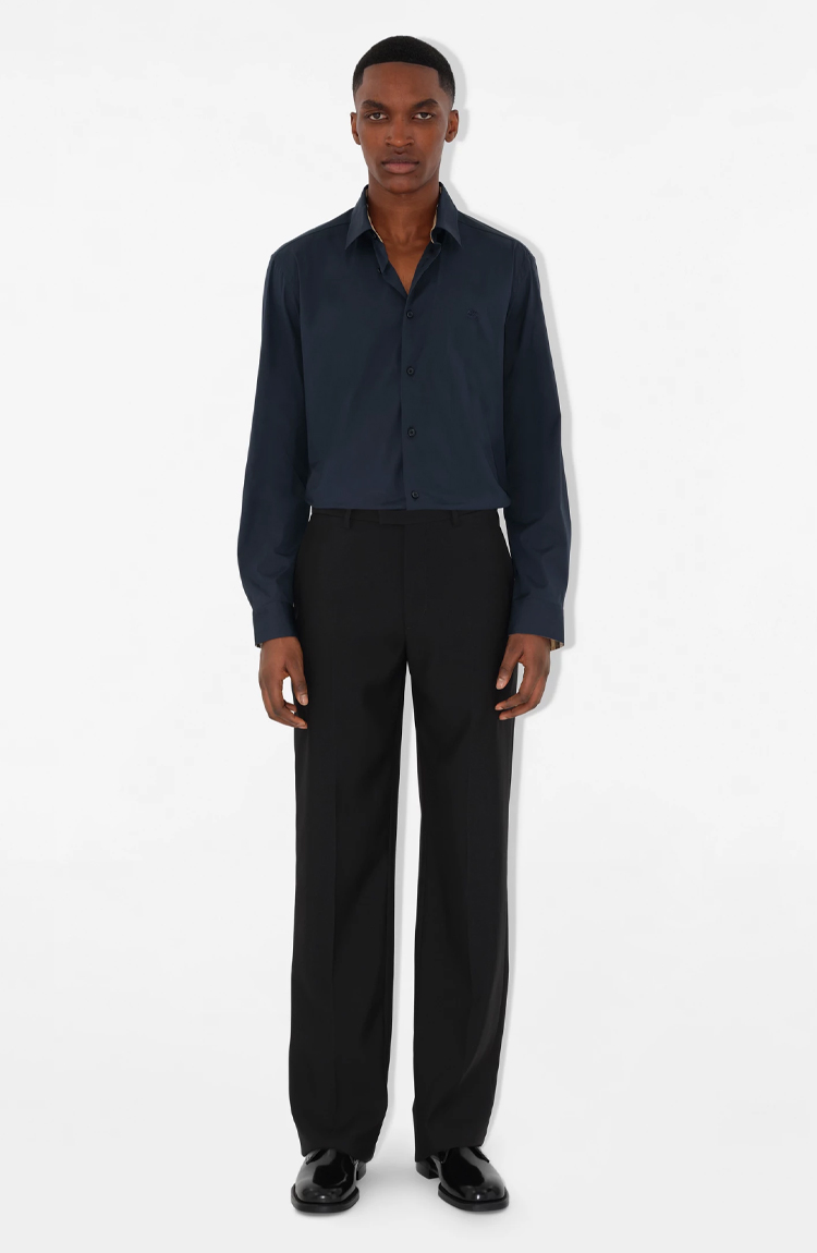 חולצה מכופתרת כחולה Slim Fit Stretch