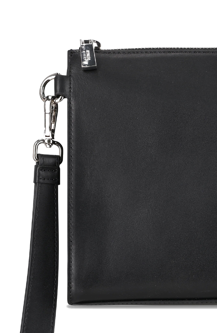 תיק קלאץ' עור שחור 691 Clutch Smooth Bag