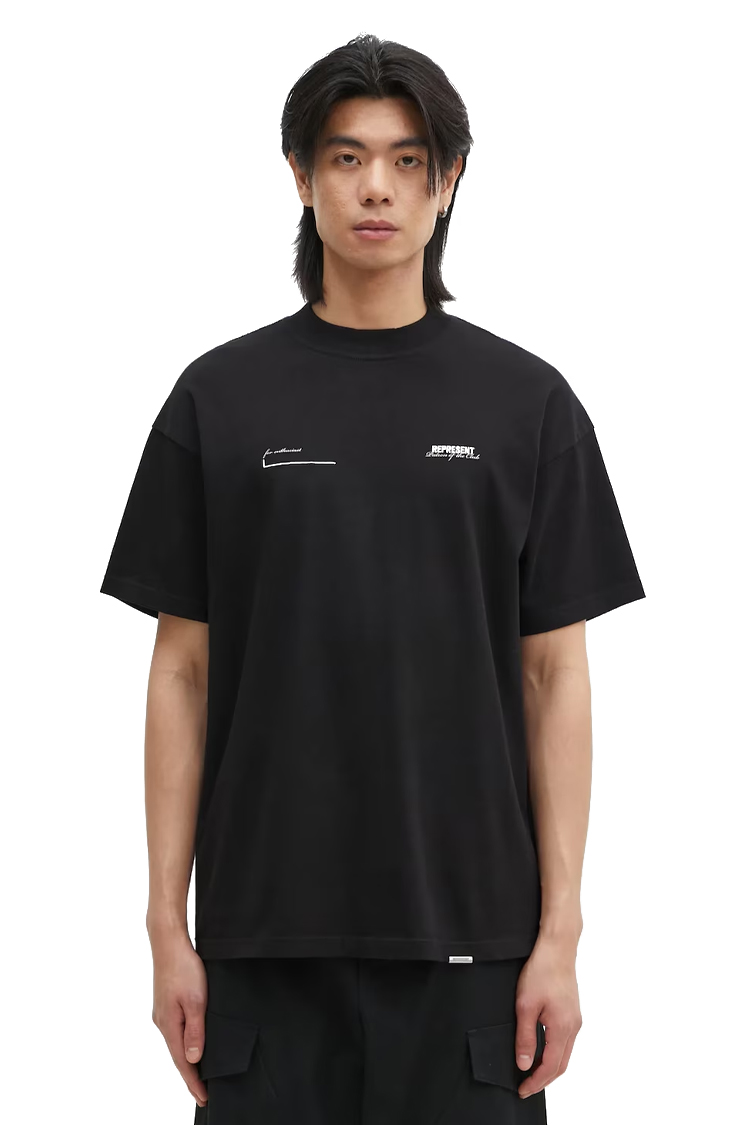 חולצת רפרזנט אוברסייז לבנה/שחורה עם לוגו REPRESENT