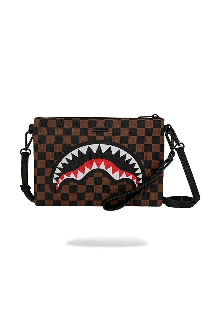 תיק קלאץ’ חום/שחור BIG CITY EMBOSS CROSSBODY