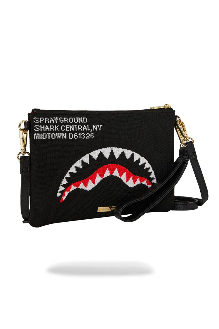 תיק קלאץ' שחור SHARK CENTRAL KNIT BLACK CROSSOVER CLUTCH