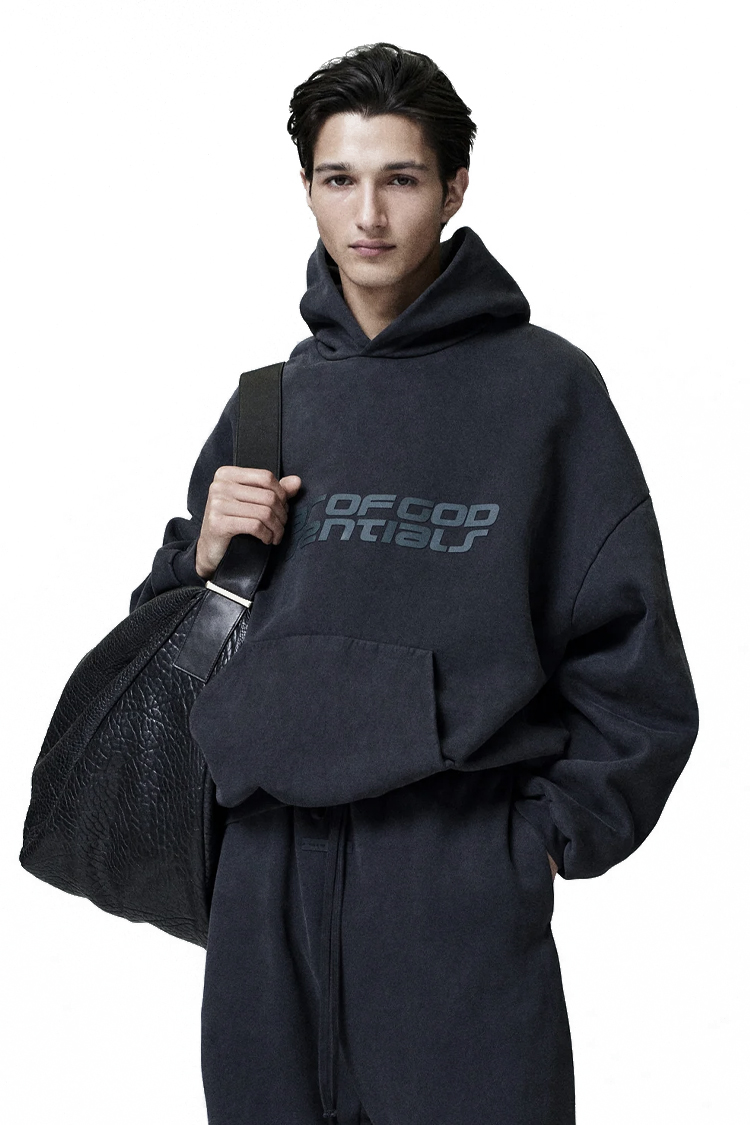 קפוצ'ון פליז שחור Heavy Fleece 90s Hoodie