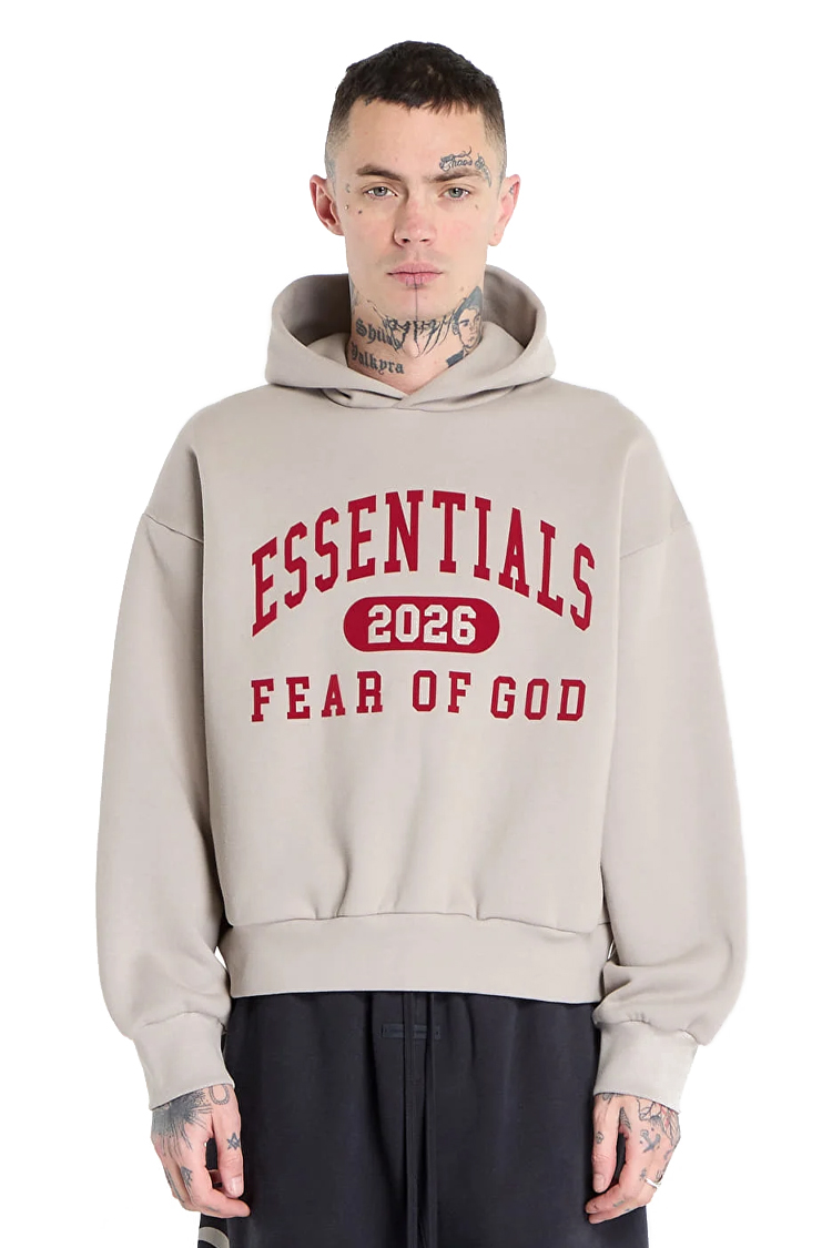 קפוצ'ון פליז אפור/אדום Classic Hoodie