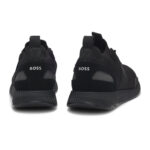 סניקרס BOSS שחורות גזרת MID עם בד רשת ולוגו המותג – RICCO