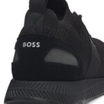 סניקרס BOSS שחורות גזרת MID עם בד רשת ולוגו המותג – RICCO