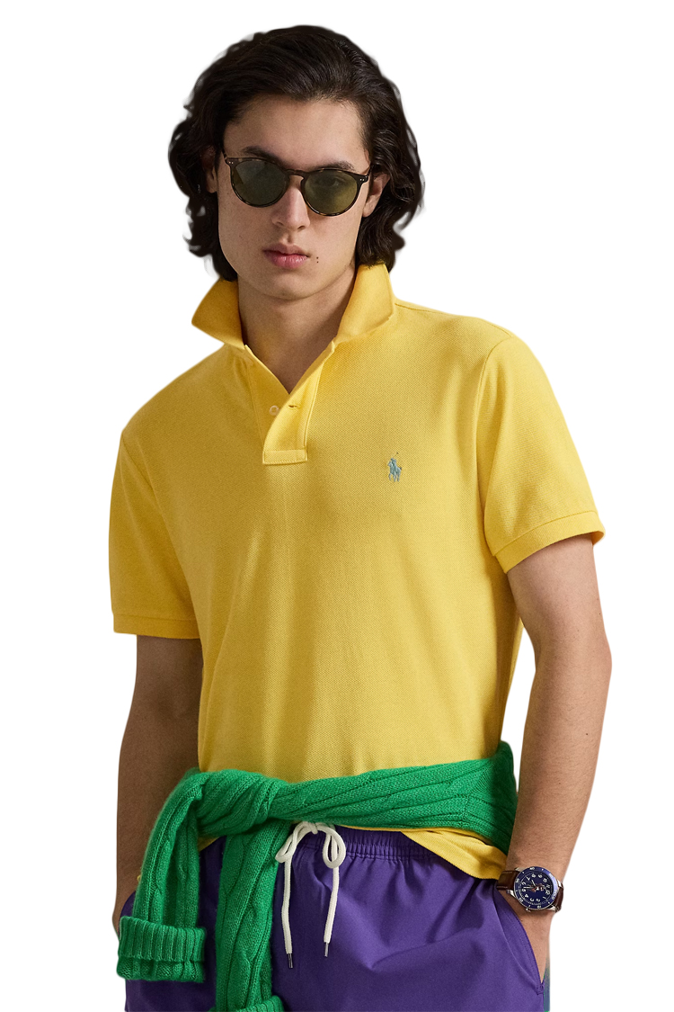 חולצת פולו צהובה Slim Fit Mesh