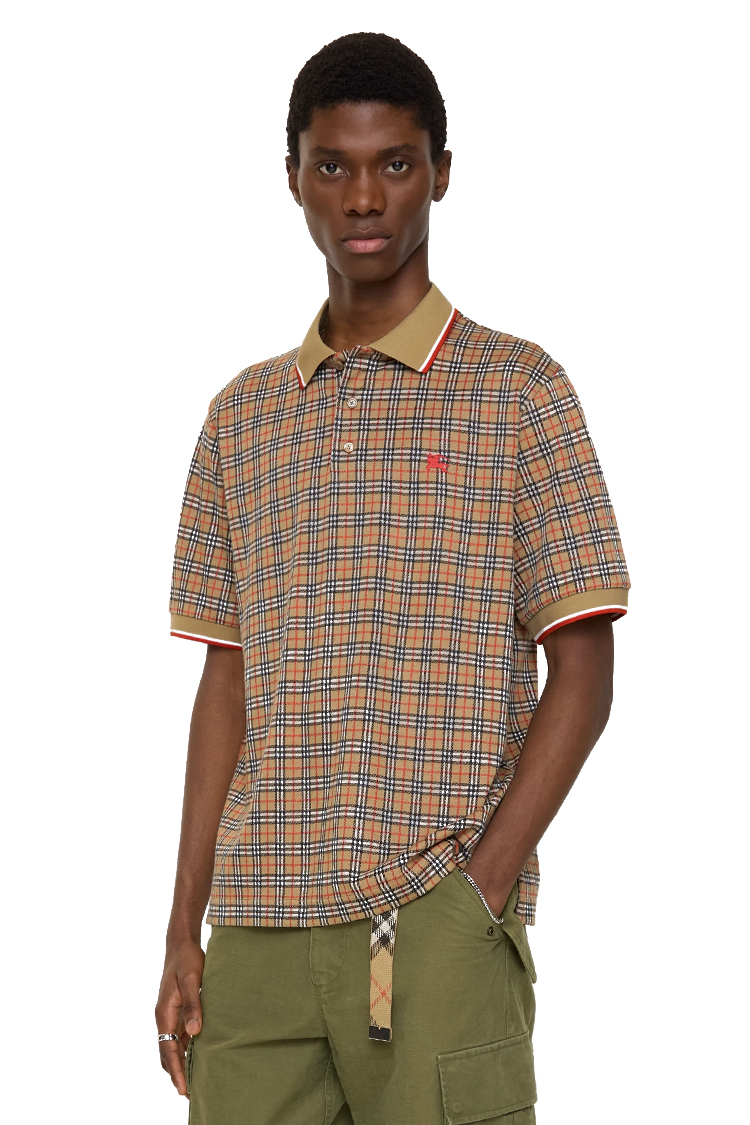 חולצת פולו BURBERRY קלאסית עם לוגו ותבנית משבצות