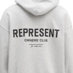 קפוצ’ון רפרזנט represent אפור דגם Owners Club Hoodie 480gsm כותנה כבדה אוברסייז לוגו חזה גב