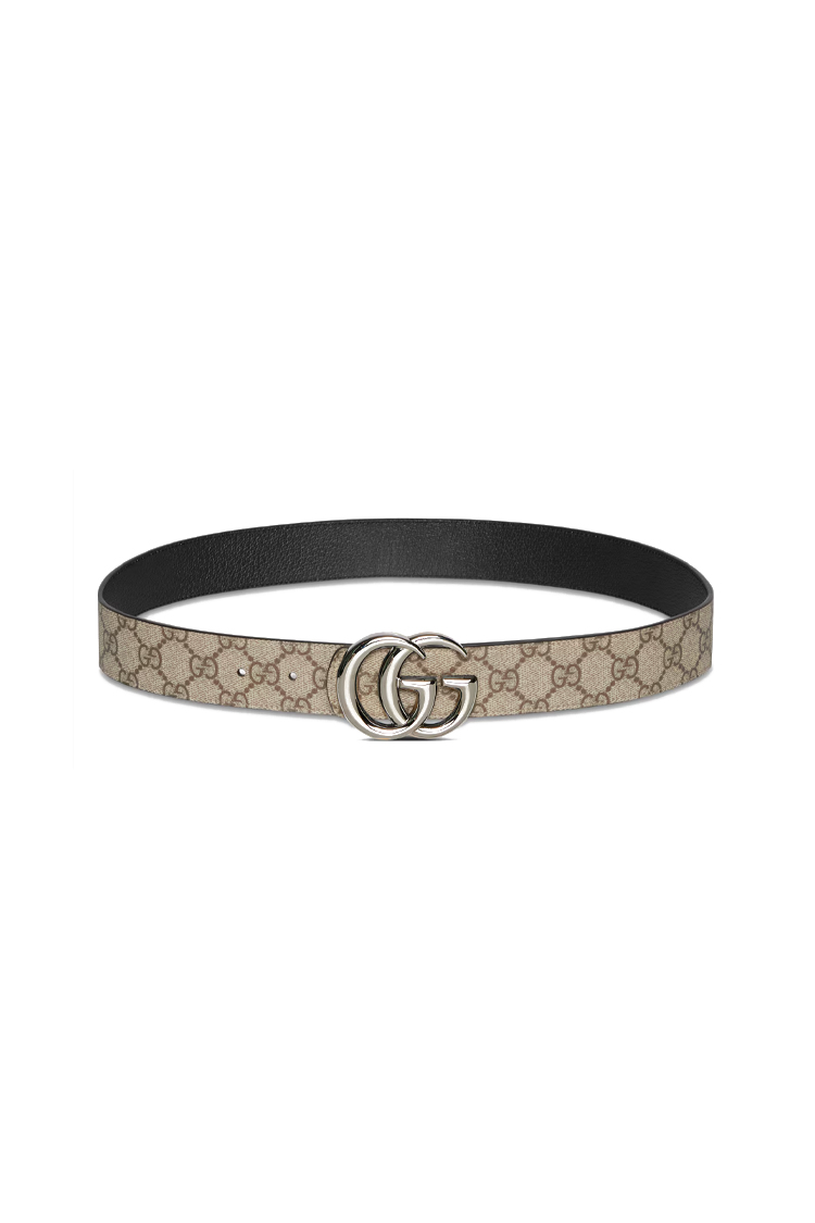 חגורה דו צדדית שחור/בז' Reversible GG Marmont belt