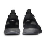סניקרס הוגו בוס BOSS שחור זמש בד רשת גזרת מיד דגם Titanium runn knsta לוגו מותג