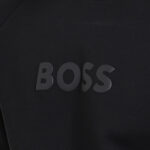סווטשירט בוס BOSS שחור דגם Salbo תבליט מבריק כותנה גמישה גזרה רגילה