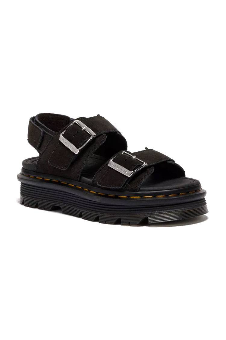 סנדלי דר מרטינס Dr. Martens זמש בצבע שחור עם סוליה קלה