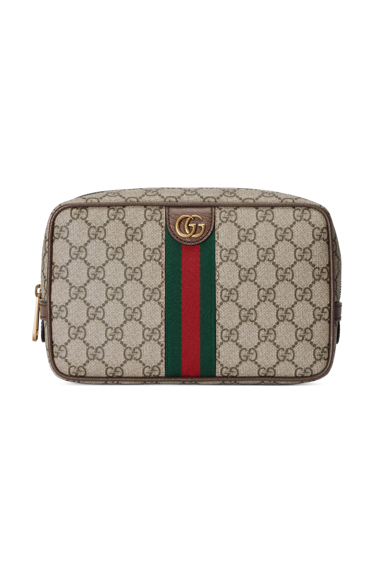 תיק נשיאה גוצ'י Gucci דגם GG Supreme עם רצועת מותג ועיטורי עור