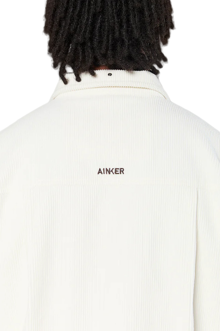 ז’קט קורדורוי קצר AINKER בצע לבן