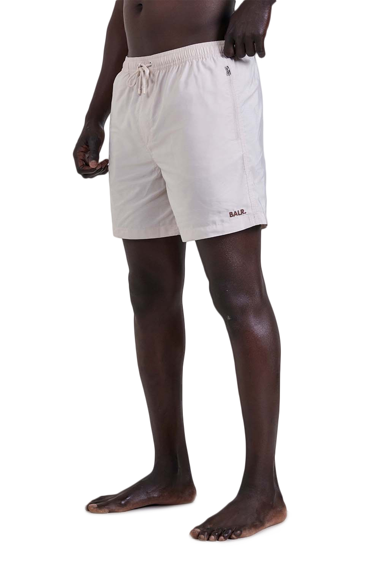 בגד ים באלר BALR בז' גברים גזרה נינוחה לוגו רקום כיס רוכסן