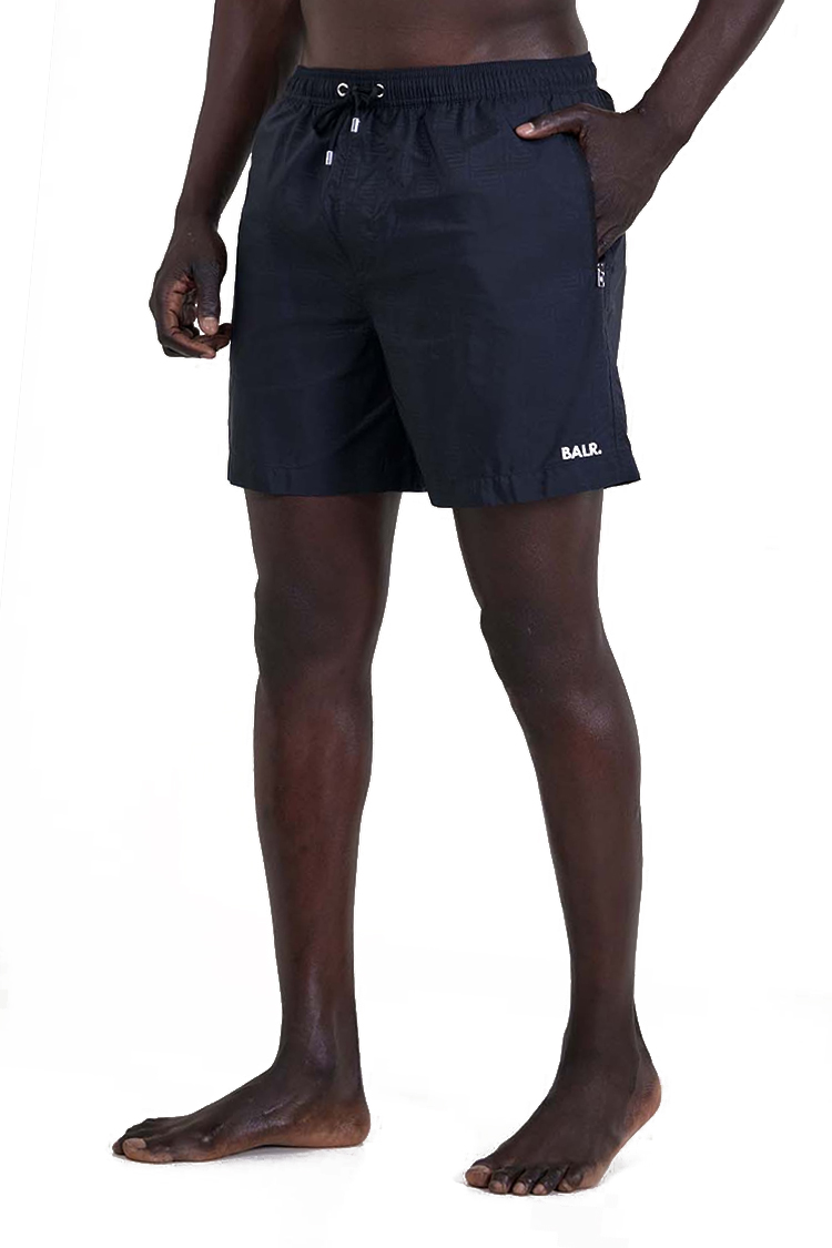 בגד ים באלר BALR שחור גברים גזרה נינוחה לוגו רקום כיס רוכסן