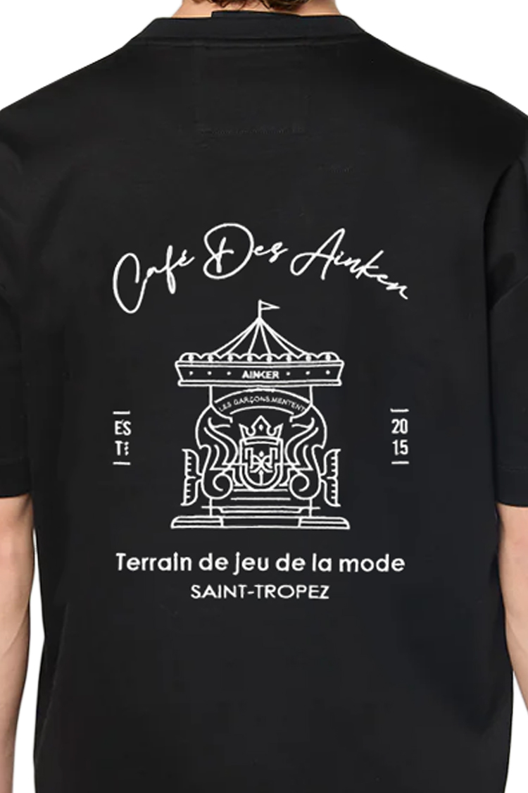 טי שירט אינקר AINKER שחורה רקמת Saint Tropez גב וחזה כותנה איכותית