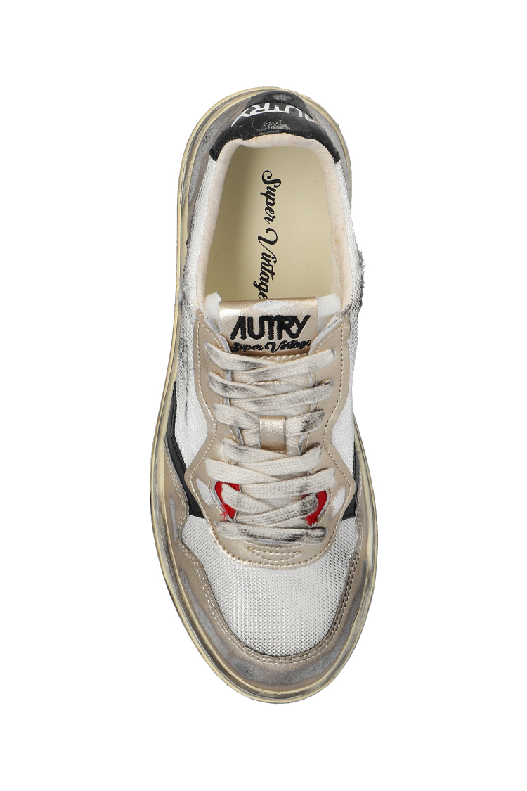 סניקרס אוטרי Autry Super Vintage לבן זהב שחור גימור משופשף עור ורשת