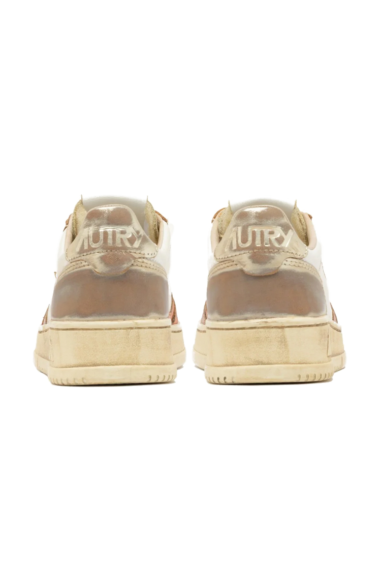 סניקרס אוטרי Autry Super Vintage פלטינה וכתום בגימור משופשף עור איכותי