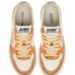 סניקרס אוטרי Autry Super Vintage פלטינה וכתום בגימור משופשף עור איכותי