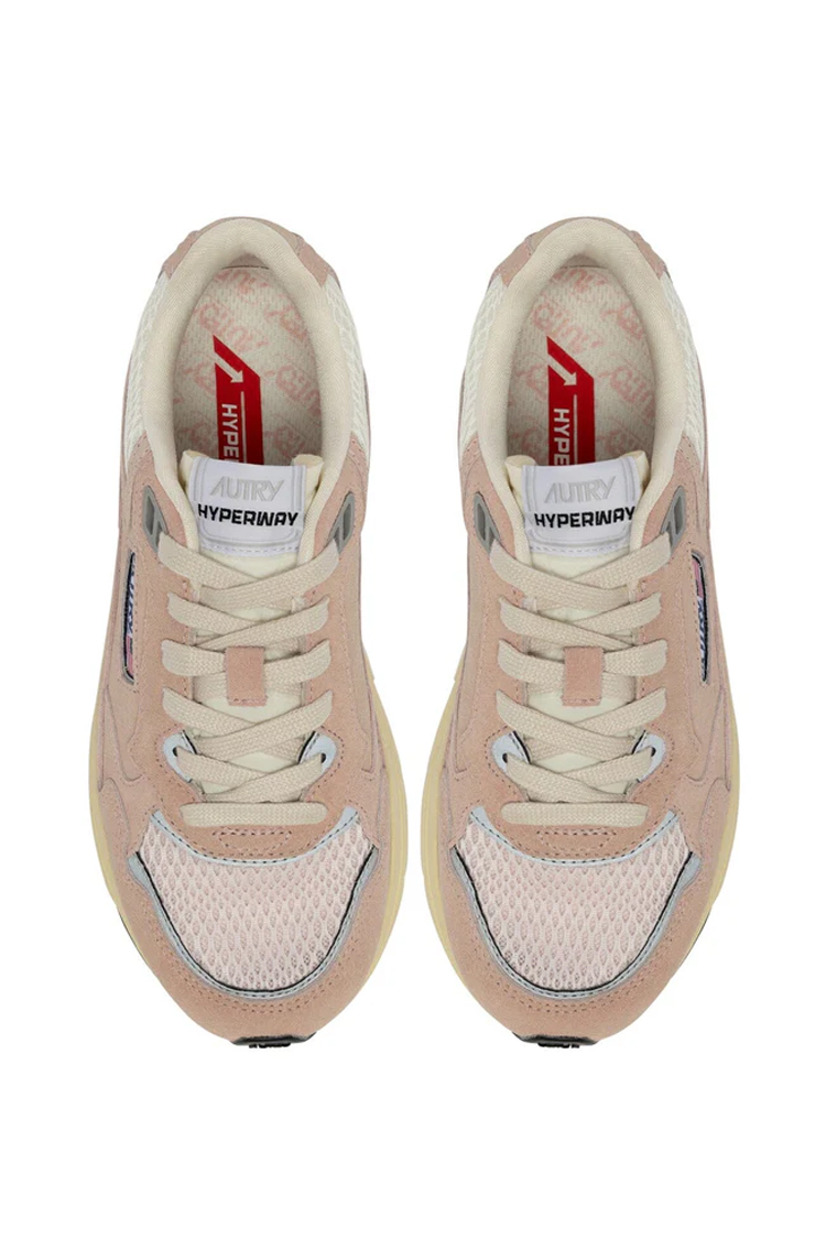סניקרס אוטרי Autry Hyperway ורוד/קרם גזרת MID זמש ורשת