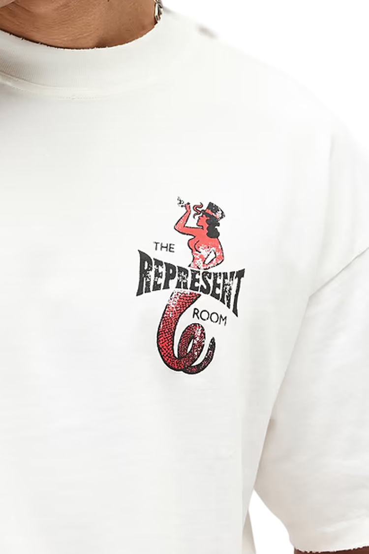 טי שירט רפרזנט Represent אוברסייז שחורה דגם Viper Room עם הדפס גב