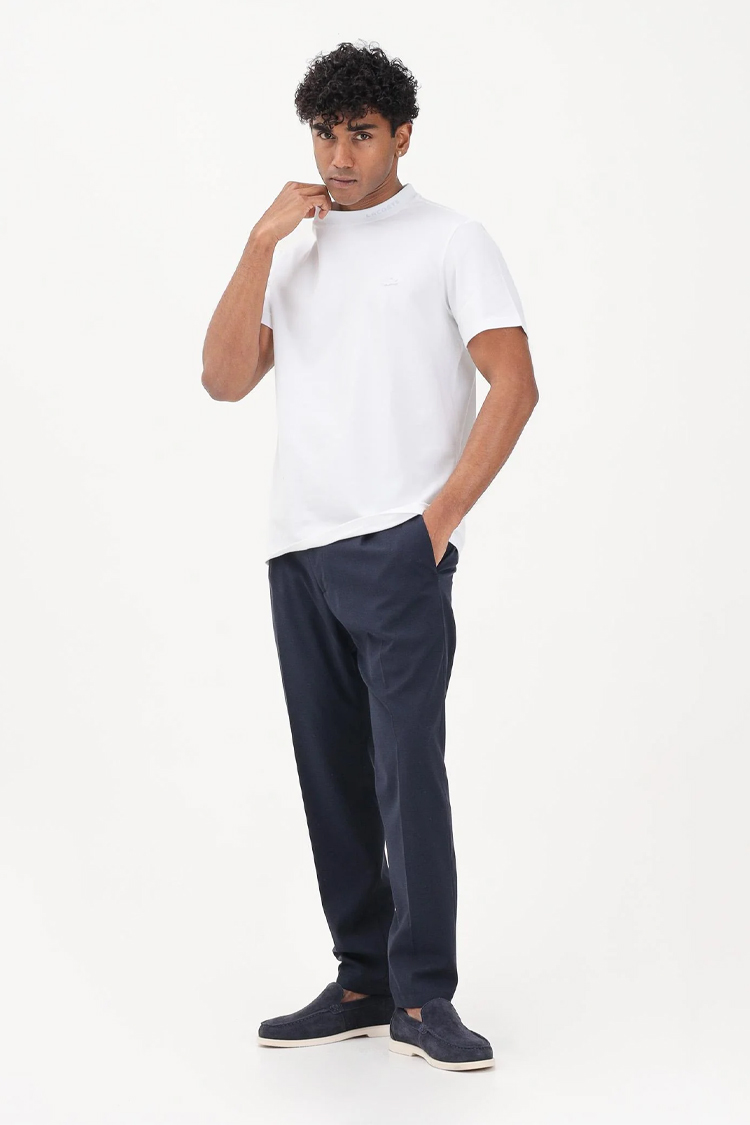 טי שירט לקוסט Lacoste בד פיקה עם רקמה בחזה ובצווארון 100% כותנה צבע לבן