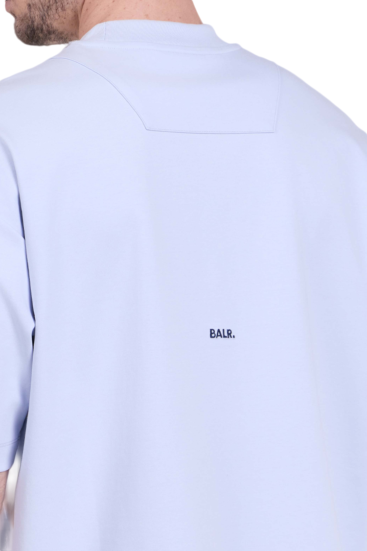 טי שירט באלר BALR תכלת גברים כותנה ניילון חצי מבריק רקמת לוגו